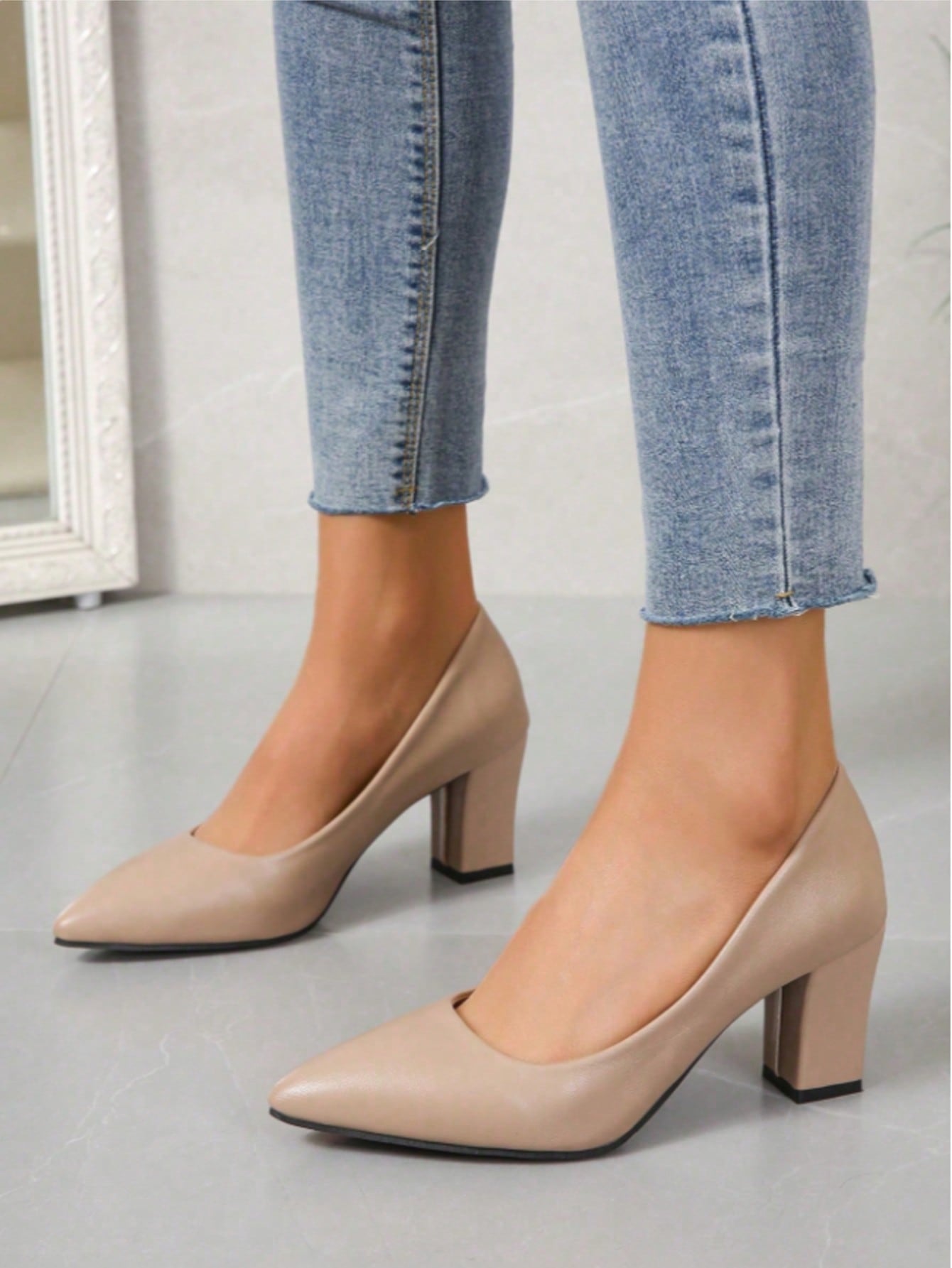Court Heel Pointed - Kadınlar için Şık, Seksi, Sivri Burunlu,